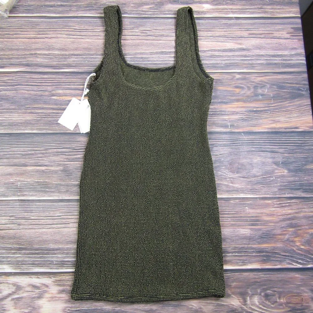 Good American NEW Small/Medium Sz 1/2 Black Metallic Fits Sculpt Dress Bodycon - Picture 11 of 11